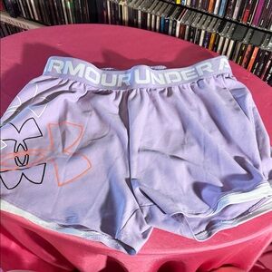 Under Armour Girls Youth Lavender Athletic Running Shorts